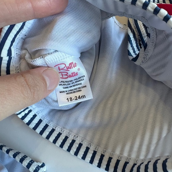 RuffleButts Striped Swimsuit Ruffle Bottoms Bow Detail‎ 18-24 Months Bikini - Picture 6 of 6
